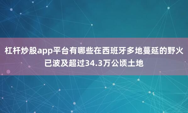 杠杆炒股app平台有哪些在西班牙多地蔓延的野火已波及超过34.3万公顷土地